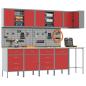 Preview: 12-teiliges Werkstattschrank- und Lochwandset in Rot aus MDF und Metall