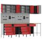 Preview: 12-teiliges Werkstattschrank- und Lochwandset in Rot aus MDF und Metall