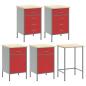Preview: 12-teiliges Werkstattschrank- und Lochwandset in Rot aus MDF und Metall