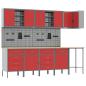 Preview: 12-teiliges Werkstattschrank- und Lochwandset in Rot aus MDF und Metall