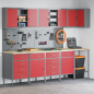 Preview: 12-teiliges Werkbank- und Pegboard-Set in Schwarz aus MDF und Metall