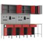 Preview: 12-teiliges Arbeitskabinen- und Pegboard-Set in Rot, aus MDF und Metall