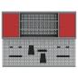 Preview: 12-teiliges Arbeitskabinen- und Pegboard-Set in Rot, aus MDF und Metall