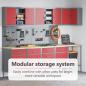 Preview: 12-teiliges Werkstattschrank- und Pegboard-Set in Rot aus MDF und Metall