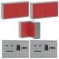 Preview: 12-teiliges Werkstattschrank- und Pegboard-Set in Rot aus MDF und Metall