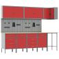 Preview: 12-teiliges Werkstattschrank- und Pegboard-Set in Rot aus MDF und Metall