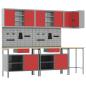 Preview: 10-teiliges Werkzeuglager-Set aus rotem Holz und Metall