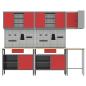 Preview: 10-teiliges Werkzeuglager-Set aus rotem Holz und Metall