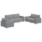 Preview: 3-teiliges Sofa-Set mit Kissen Hellgrau Stoff