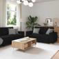 Preview: ARDEBO.de - 3-teiliges Sofa-Set mit Kissen schwarzer Stoff