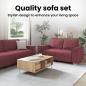 Preview: 3-teilige Sofaset mit Kissen in Weinrot