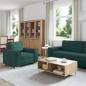 Preview: 3-teiliges Sofa-Set mit Kissen in Dunkelgrünem Stoff
