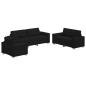 Preview: 3-teiliges Sofaset mit Kissen aus schwarzem Stoff