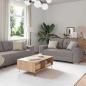 Preview: ARDEBO.de - 3-teilige Sofagarnitur mit Kissen aus taupefarbenem Stoff