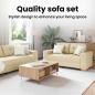 Preview: 3-teiliges Sofaset mit Kissen, cremefarbene Stoff