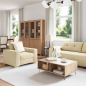 Preview: 3-teiliges Sofaset mit Kissen, cremefarbene Stoff
