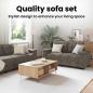 Preview: 3-teilige Sofagarnitur mit Kissen in Dunkelgrau Kunstleder