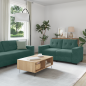 Preview: 3-teiliges Sofaset mit Kissen in dunkelgrünem Samt