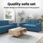 Preview: 3-teilige Sofaset mit Kissen Blau Velvet