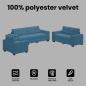 Preview: 3-teilige Sofaset mit Kissen Blau Velvet