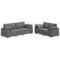 Preview: 2er Sofa-Set mit Kissen in Dunkelgrau