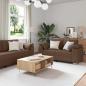 Preview: ARDEBO.de - 2-teiliges Sofa-Set mit Kissen aus braunem Stoff