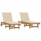 Preview: Sonnenliegen 2er Set mit Rädern und Kissen aus massivem Akazienholz