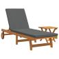 Preview: Rollbare Sonnenliege mit Tisch und Kissen aus Akazienholz