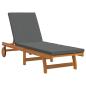 Preview: Rollbare Sonnenliege mit Tisch und Kissen aus Akazienholz