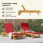 Preview: Rollbare Sonnenliegen 2er Set mit Tisch & Kissen aus Akazienholz
