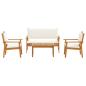Preview: 4-teiliges Garten-Sofa-Set mit Kissen aus massivem Akazienholz