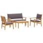 Preview: 4-teiliges Garten-Sofa-Set mit Kissen aus massivem Akazienholz