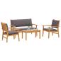Preview: 4-teiliges Garten-Sofa-Set mit Kissen aus massivem Akazienholz