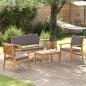Preview: 4-teiliges Garten-Sofa-Set mit Kissen aus massivem Akazienholz