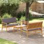 Preview: 3-teiliges Garten-Sofaset mit Kissen aus massivem Akazienholz