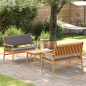 Preview: 3-teiliges Garten-Sofaset mit Kissen aus massivem Akazienholz