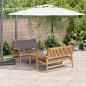 Preview: 3-teiliges Garten-Sofaset mit Kissen aus massivem Akazienholz