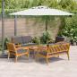 Preview: 5-teiliges Bistro-Set mit Kissen aus massivem Akazienholz