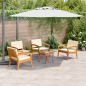 Preview: 5-teiliges Bistro-Set mit Kissen aus Akazienholz