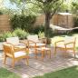 Preview: 5-teiliges Bistro-Set mit Kissen aus Akazienholz