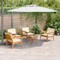 Preview: 5-teiliges Bistro-Set mit Kissen aus Akazienholz