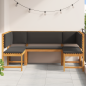 Preview: 5-teiliges Gartenbank-Set mit Kissen aus massivem Akazienholz