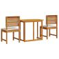Preview: 3-teiliges Garten-Bistro-Set mit Kissen aus massiven Akazienholz