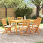 Preview: Faltbare Gartenstühle mit weißen Kissen 6 Stück Massivholz Akazie