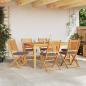 Preview: Faltbare Gartenstühle mit grauem Kissen 6 Stück aus massivem Akazienholz