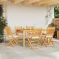 Preview: Faltbare Gartenstühle mit weißen Kissen 6 Stück Massivholz Akazie