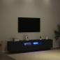 Preview: TV-Schrank mit LED-Lichtern, Schwarz, Eiche, 180x35x40 cm, Holzwerkstoff
