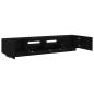 Preview: TV-Schrank mit LED-Licht in Schwarz und Eiche 200x35x40 cm aus Holzwerkstoff
