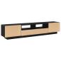 Preview: TV-Schrank mit LED-Licht in Schwarz und Eiche 200x35x40 cm aus Holzwerkstoff