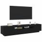 Preview: TV-Schrank mit LED-Licht in Schwarz und Eiche 200x35x40 cm aus Holzwerkstoff